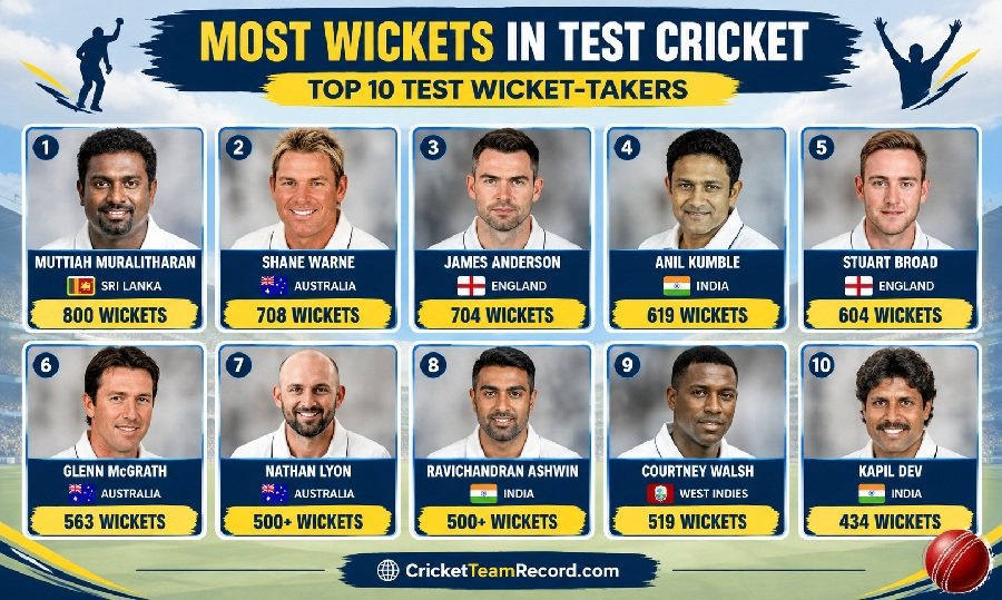 Most Wickets in Test Cricket: 10 Greatest Test Wicket-Takers